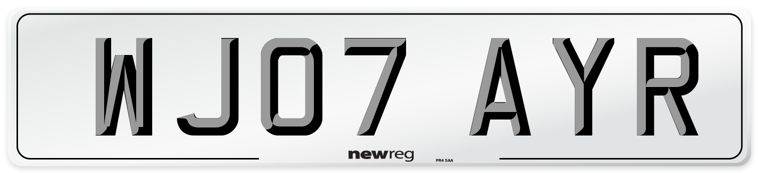 WJ07 AYR Number Plate from New Reg
